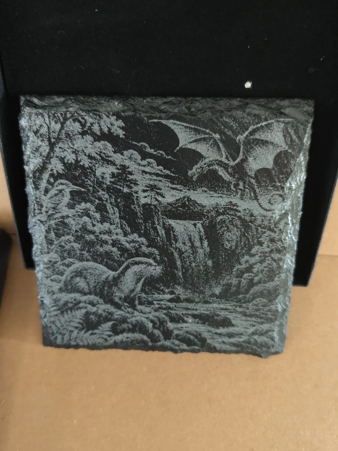 Cadarn Slate Crafts Dragon Falls slate, laser-engraved and set in its presentation box